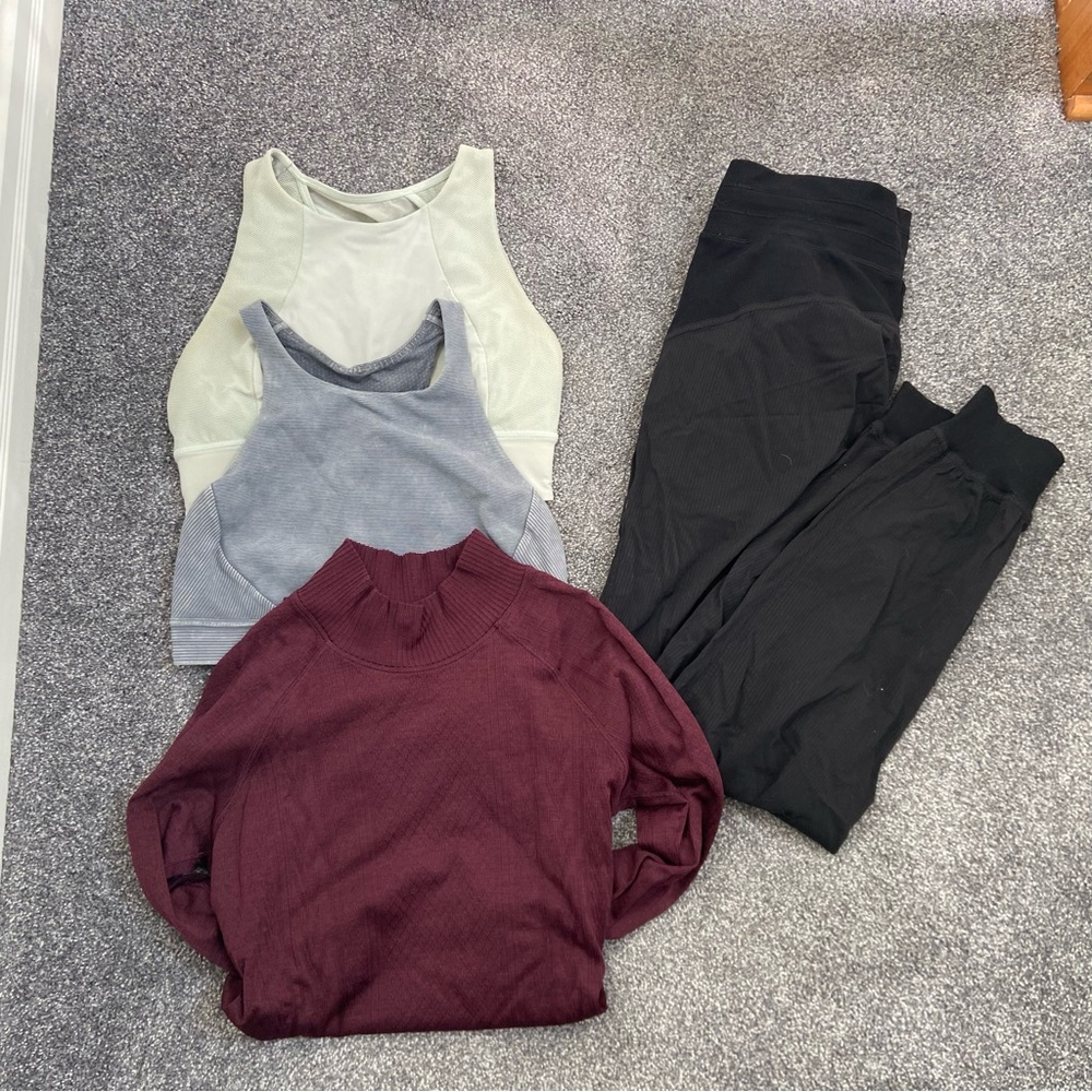 Lululemon Sz 8 bundle! Sports bras, joggers, long sleeve